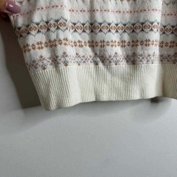 Janie‎ and Jack Sweater Girls 12 Ivory Fair Isle Turtleneck Pullover Knit Winter - Picture 4 of 9